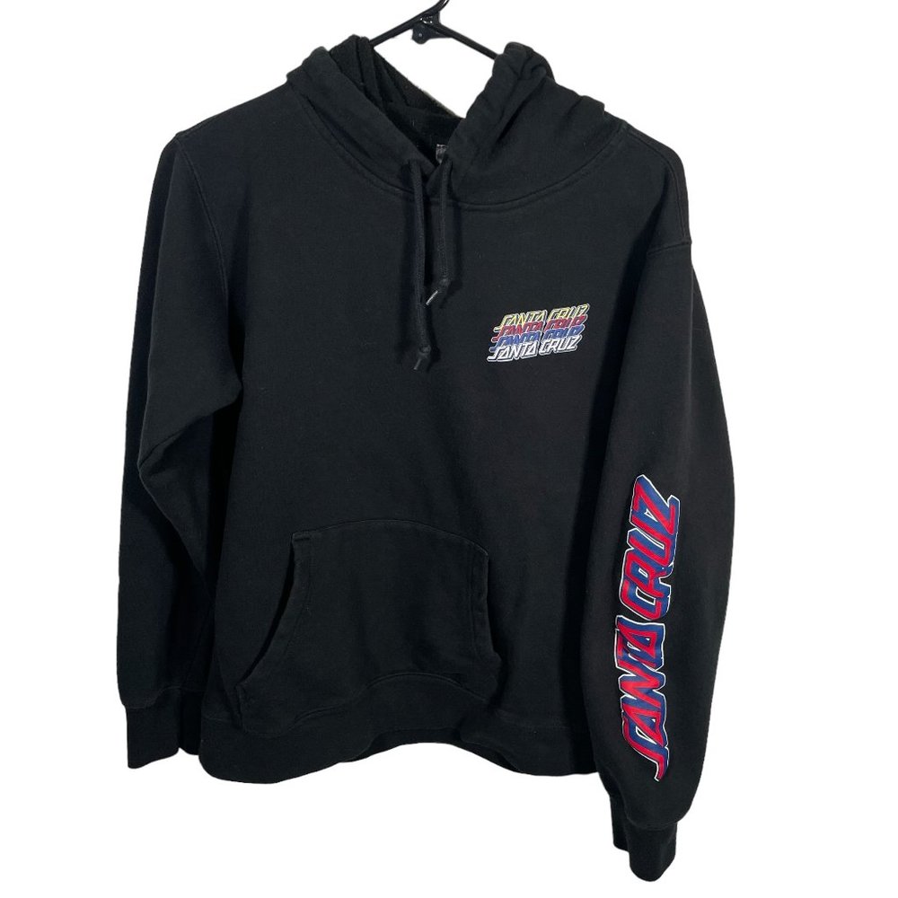 Santa Cruz Skateboards Pullover Hoodie Womens Size Large Logo Black